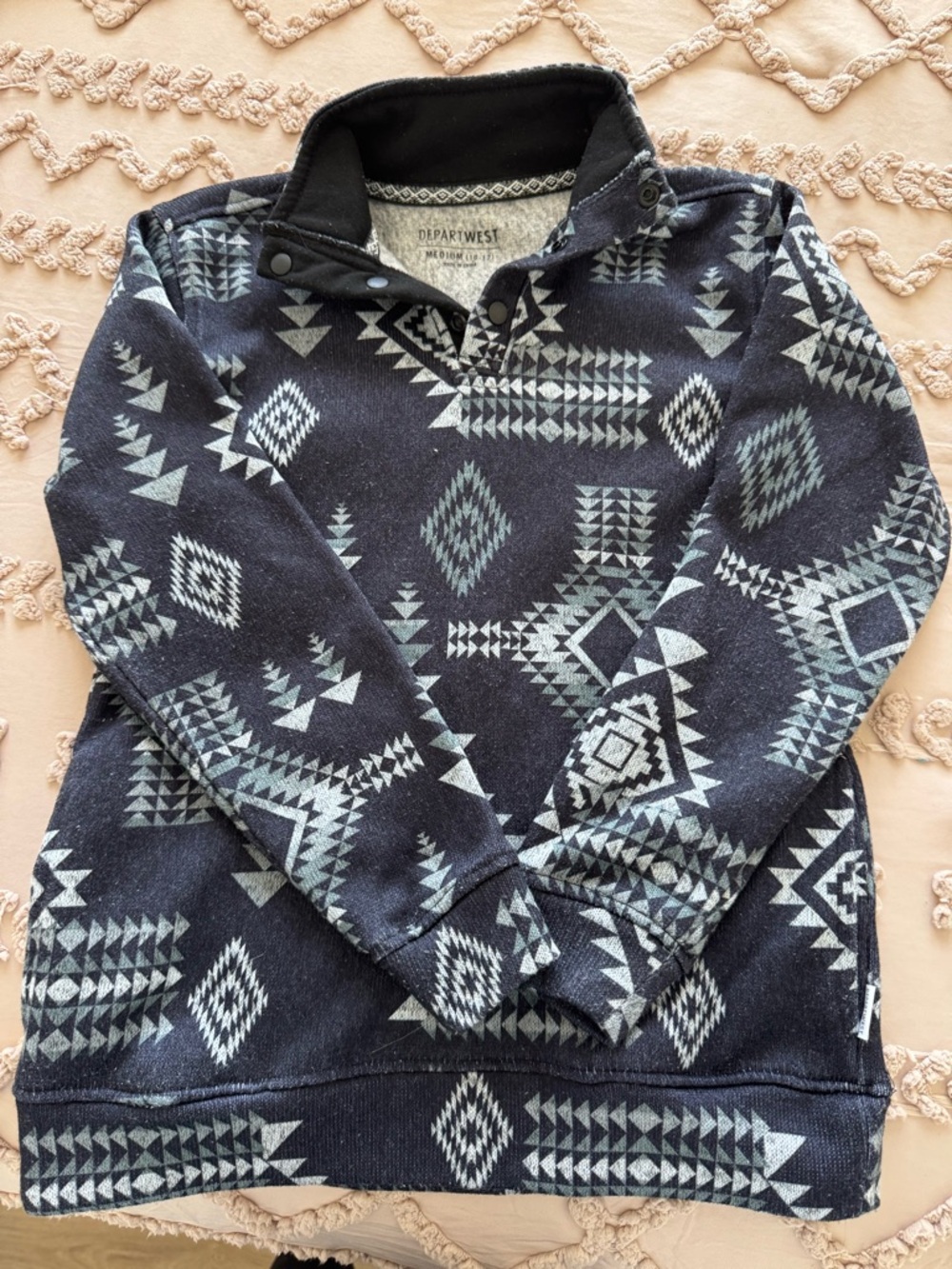 Departwest Kids' Navy Aztec Zip-Up Pullover